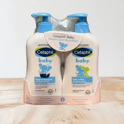 Combo sữa tắm gội và body lotion dưỡng da cho bé Cetaphil Baby 399ml hàng Mỹ