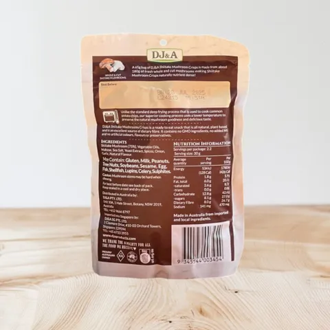 Nấm sấy giòn DJ&A Shiitake Mushroom Crisps 65g hàng Úc