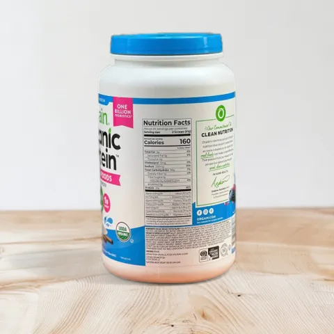 Bột bổ sung protein thuần chay Organic protein Orgain hộp 1.22kg vị vani