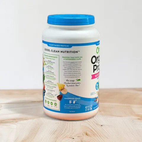 Bột bổ sung protein thuần chay Organic protein Orgain hộp 1.22kg vị vani