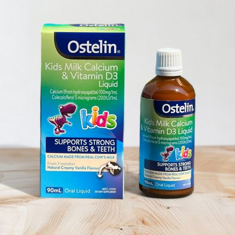 Siro bổ sung canxi nước cho trẻ em Ostelin Kids Milk Calcium & Vitamin D3 liquid 90ml