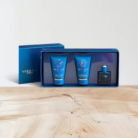 Set Nước Hoa Nam Mini Versace Eros - Nước Hoa 5ml, Gel Tắm 25ml, After Shave Balm - Quà Tặng Phong Cách Sang Trọng