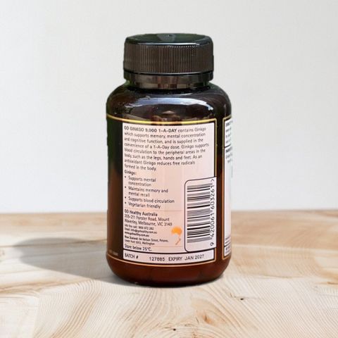 Viên uống bổ não Go Ginkgo 9000 - Tăng cường trí nhớ tự nhiên, 60 viên chất lượng từ Go Healthy