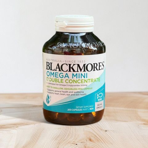 Viên uống dầu cá Omega Mini Double Concentrate Blackmores 200 viên - Hỗ trợ tim mạch, Thực phẩm chức năng chất lượng cao