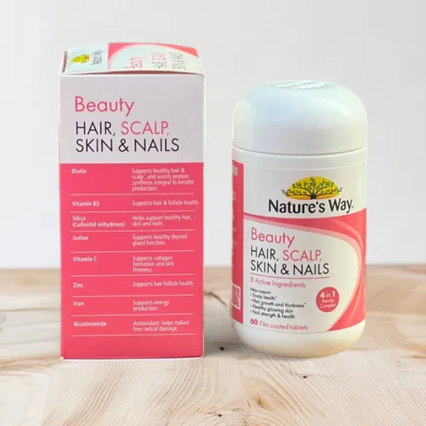 Viên uống hỗ trợ đẹp da móng tóc Nature’s Way Beauty Hair Scalp Skin & Nails 60 viên