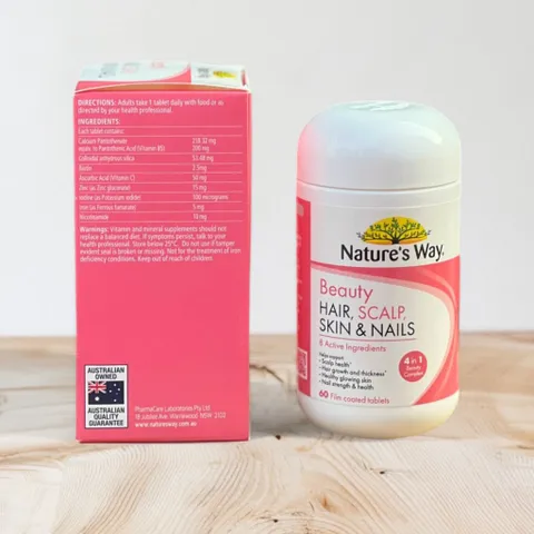 Viên uống hỗ trợ đẹp da móng tóc Nature’s Way Beauty Hair Scalp Skin & Nails 60 viên