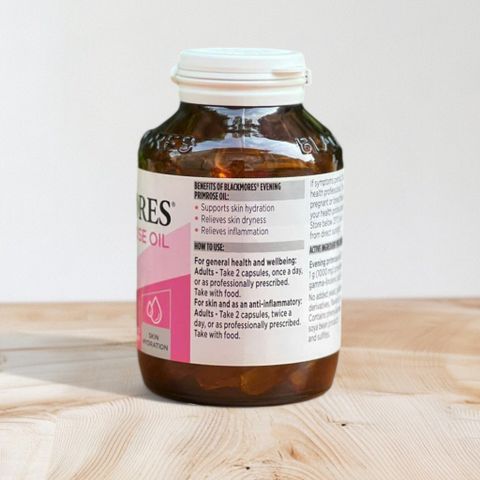 Viên uống tinh dầu hoa anh thảo Blackmores Evening Primrose Oil 125 viên - Hỗ trợ cân bằng hormone, đẹp da và tóc khỏe nàng