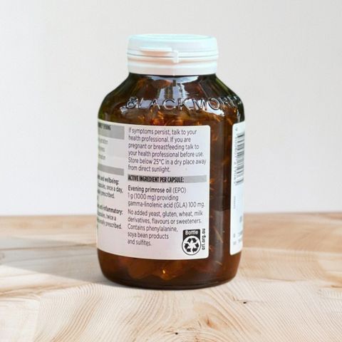 Viên uống tinh dầu hoa anh thảo Blackmores Evening Primrose Oil 125 viên - Hỗ trợ cân bằng hormone, đẹp da và tóc khỏe nàng