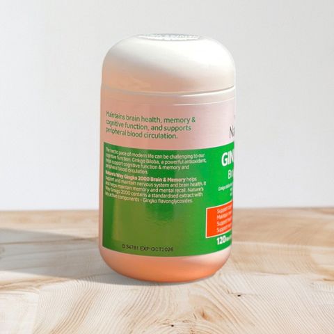 Viên Uống Bổ Não Nature's Way Ginkgo Biloba 2000mg - 120 Viên Tăng Cường Trí Nhớ và Tập Trung
