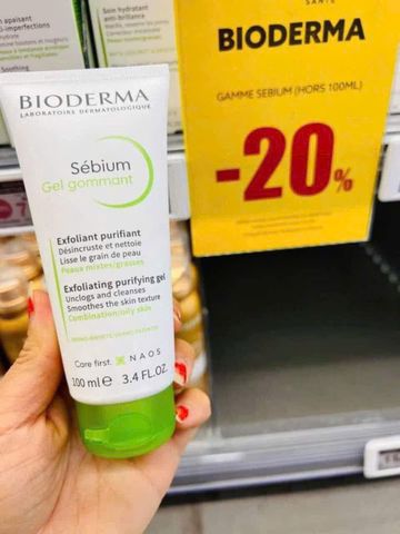 Tẩy Da Chết Bioderma Sebium Gel Gommant - Gel Tẩy Da Chết Đẩy Mụn, Làm Mịn Da, Dành Cho Da Dầu Mụn, Pháp