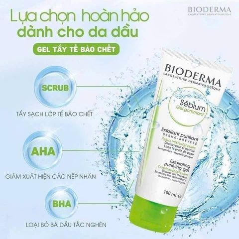 Tẩy Da Chết Bioderma Sebium Gel Gommant - Gel Tẩy Da Chết Đẩy Mụn, Làm Mịn Da, Dành Cho Da Dầu Mụn, Pháp