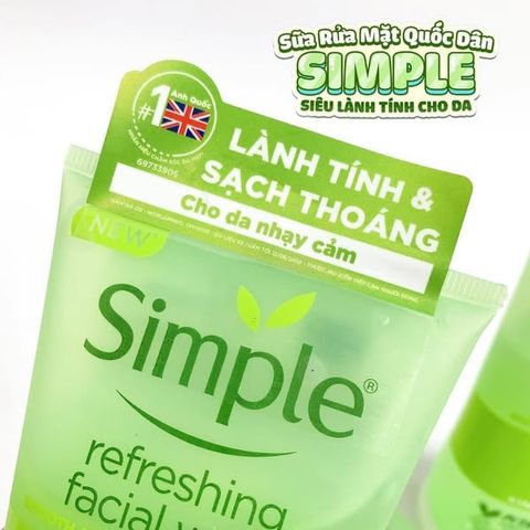 Sữa Rữa Mặt Simple Kind To Skin Refreshing Facial 150ml - Tẩy Trang Hiệu Quả, Phù Hợp Cho Mọi Loại Da