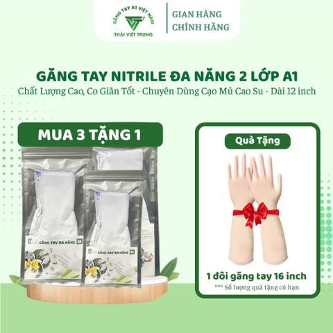 Combo Găng Tay Cao Su Nitrile Đa Năng 2 Lớp A1 - 3 Bịch Mua 3 Tặng 1 - An Toàn, Chống Thấm, Bền Bỉ, Phù Hợp Nhiều Cách Dùng