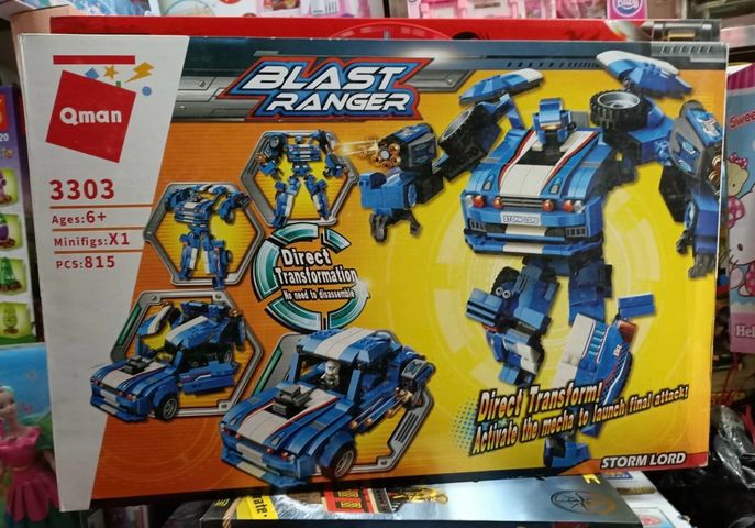 Đồ Chơi Lắp Ráp Xe Ô Tô và Robot Blast Ranger QMAN 3303 - 815 Chi Tiết, Phát Triển Sáng Tạo Cho Trẻ Từ 6 Tuổi Trở Lên