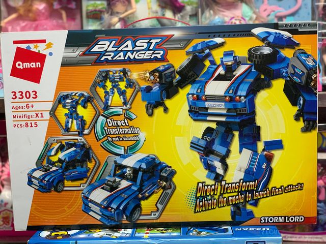 Đồ Chơi Lắp Ráp Xe Ô Tô và Robot Blast Ranger QMAN 3303 - 815 Chi Tiết, Phát Triển Sáng Tạo Cho Trẻ Từ 6 Tuổi Trở Lên
