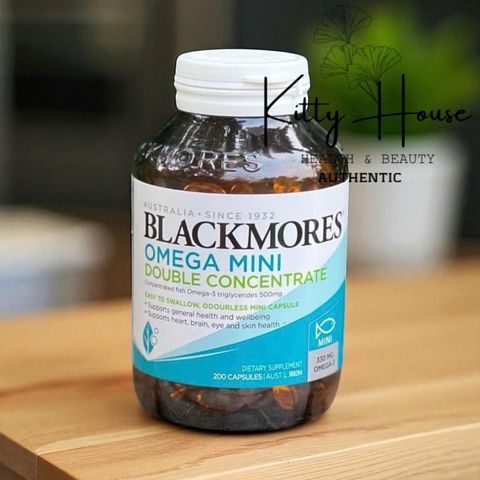 Viên uống Blackmores Omega Mini Double Concentrate không mùi 200 viên - Dầu cá Omega 3 hỗ trợ sức khỏe tim mạch và thị lực