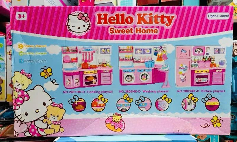 Bộ Đồ Chơi Nhập Vai Tủ Bếp 3 Ngăn Hello Kitty Có Đèn và Âm Thanh - Đồ Chơi Nấu Ăn Dành Cho Trẻ Em Thú Vị