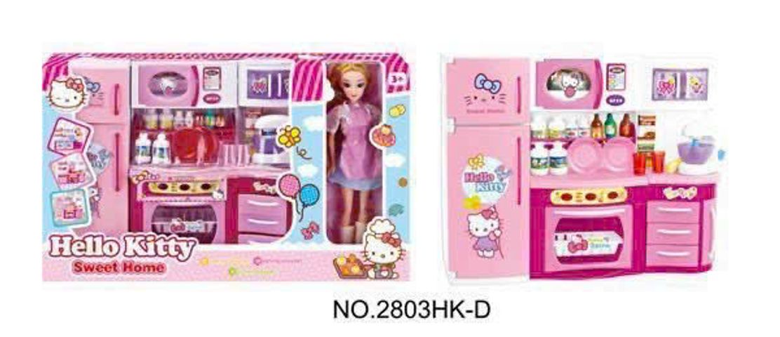 Bộ Đồ Chơi Nhập Vai Tủ Bếp 3 Ngăn Hello Kitty Có Đèn và Âm Thanh - Đồ Chơi Nấu Ăn Dành Cho Trẻ Em Thú Vị