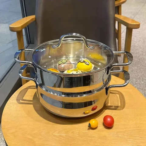 Nồi Xửng 2 Tầng Inox Chockmen 30cm - Đa Năng, Tiện Lợi, Hấp Rau Củ Healthy, Chất Liệu Cao Cấp, Dễ Vệ Sinh