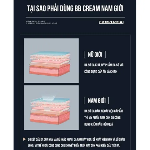 Kem che khuyết điểm nam giới BB Cream kem nền nam che mụn thâm sẹo hình xăm - Hudu Cosmetics