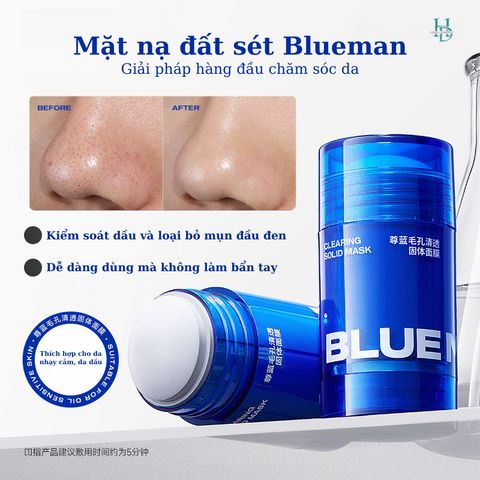 Mặt Nạ Đất Sét Blueman 40g - Làm Sạch Sâu, Giảm Mụn, Mờ Thâm Từ Thiên Nhiên - Chăm Sóc Da Mặt Hiệu Quả