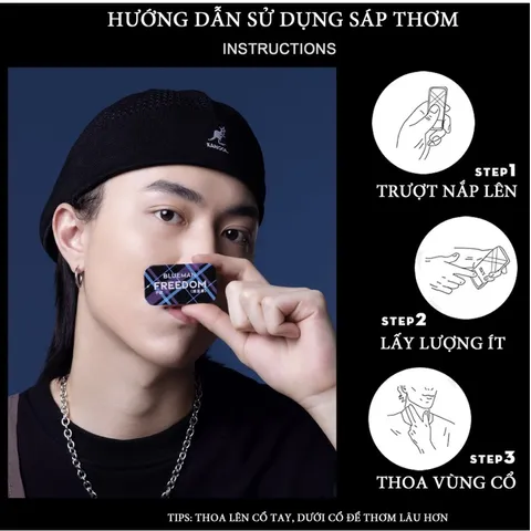 Nước Hoa Khô Dạng Sáp Cho Nam Blueman - Nước Hoa Nam Lưu Hương Lâu 10g - Hudu Cosmetics