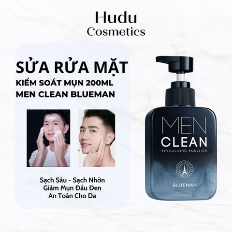 Sữa Rửa Mặt Nam Da Dầu Trắng Da Ngừa Mụn Dưỡng Da Thương Hiệu Blueman Men Clean Dạng Gel 200g