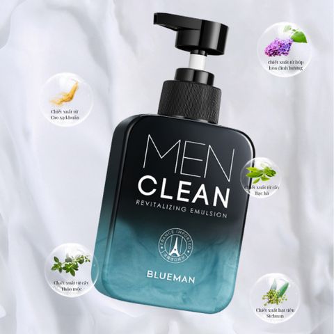 Sữa Rửa Mặt Nam Da Dầu Trắng Da Ngừa Mụn Dưỡng Da Thương Hiệu Blueman Men Clean Dạng Gel 200g
