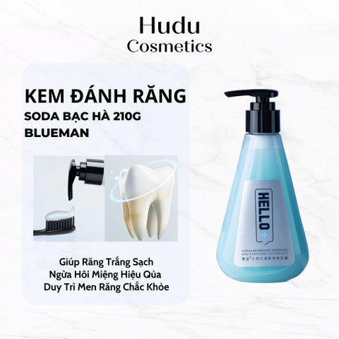 Kem đánh răng soda bạc hà Hello Blueman hương thơm tươi mát 210g