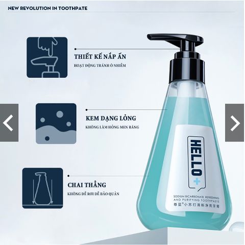 Kem đánh răng soda bạc hà Hello Blueman hương thơm tươi mát 210g