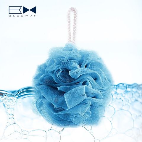Bông Tắm Tròn Cao Cấp Màu Xanh Dương BlueMan - Bông Tắm Massage Tạo Bọt Mềm Mại, Làm Sạch Da Chết và Dưỡng Ẩm Da 20gr