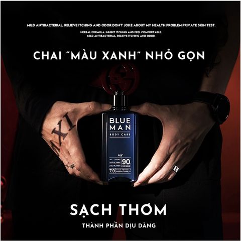 Dung Dịch Vệ Sinh Nam Giới Blueman Lành Tính Khử Mùi Ngắn Nấm Ngứa 200ml - Hudu Cosmetics