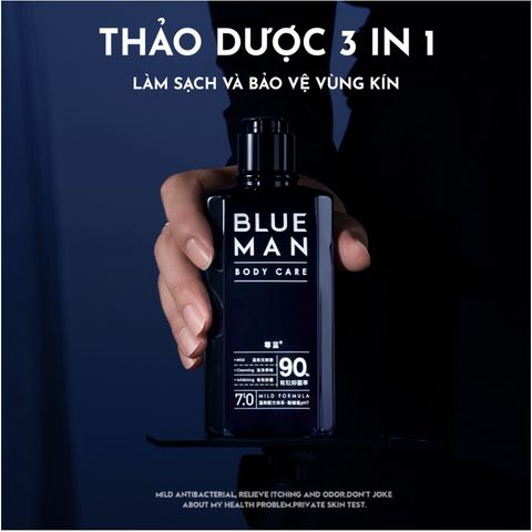 Dung Dịch Vệ Sinh Nam Giới Blueman Lành Tính Khử Mùi Ngắn Nấm Ngứa 200ml - Hudu Cosmetics