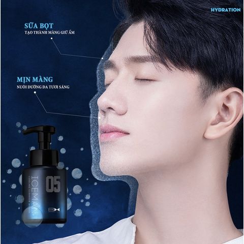 Sữa Rửa Mặt Nam Da Dầu Trắng Da Ngừa Mụn Thương Hiệu Blueman Iceman 180ml Dạng Bọt - Hudu Cosmetics