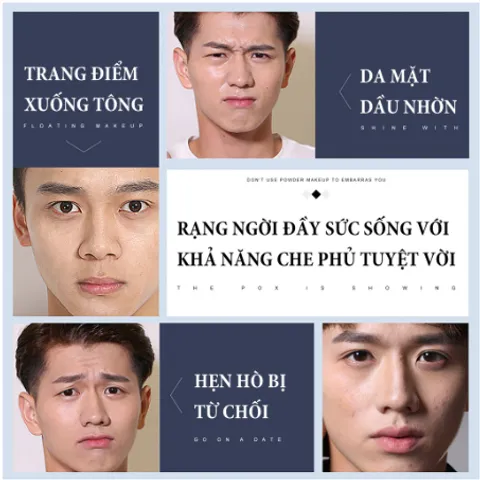 Phấn phủ trang điểm cho nam giới phấn lót kiểm soát dầu Blueman che khuyết điểm 10g nâng tone makeup