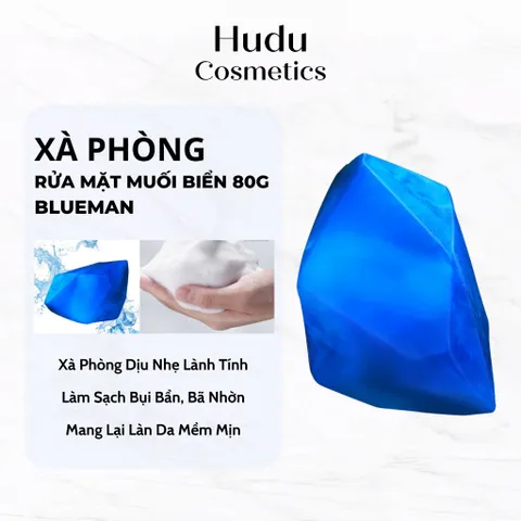 Xà Phòng Rửa Mặt Blueman 80g - Làm Sạch Da, Trắng Da, Giảm Mụn, Muối Biển Thiên Nhiên, Sản Phẩm Chăm Sóc Da Mặt Chất Lượng