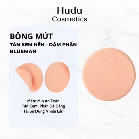 Bông Đánh Phấn Trang Điểm - Mút Tán Kem Bông Trang Điểm Kem Nền Mềm Mại Blueman - Hudu Cosmetics