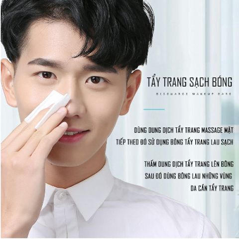 Hộp 80 Bông Tẩy Trang 3 Lớp Blueman - Bông Tẩy Trang Cho Nam Giúp Làm Sạch Da, Giảm Mụn - Hudu Cosmetics