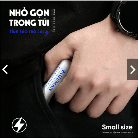 Ống Hít Thông Mũi Bạc Hà Blueman Sảng Khoái Giảm Buồn Ngủ Căng Thẳng 10g - Hudu Cosmetics