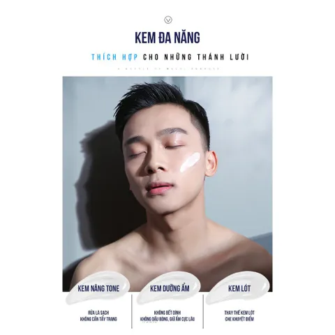Kem che khuyết điểm cho nam Light Makeup kem nâng tone da, chống nắng Blueman 50ml - Hudu Cosmetics