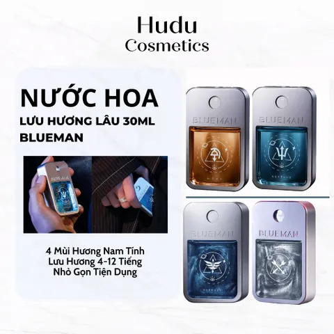 Nước Hoa Nam Thơm Lâu Blueman - Nước Hoa Mini Cho Nam Hương Thơm Lịch Lãm 30ml - Hudu Cosmetics