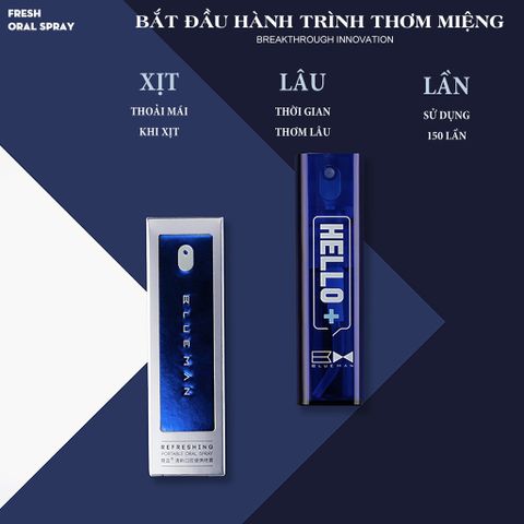 Xịt Thơm Miệng Blueman Hương Bạc Hà Giúp Làm Thơm Miệng, Giảm Hôi Miệng Và Khử Khuẩn - Hudu Cosmetics