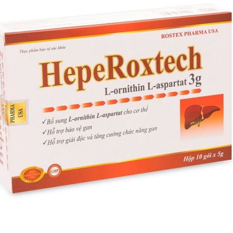 Cốm Bổ Gan Hepe Roxtech L-ornithine L-aspartat - Giải Pháp Hỗ Trợ Chức Năng Gan, Giảm Xơ Gan và Nhiễm Mỡ - Hộp 10 Gói