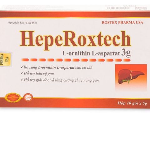Cốm Bổ Gan Hepe Roxtech L-ornithine L-aspartat - Giải Pháp Hỗ Trợ Chức Năng Gan, Giảm Xơ Gan và Nhiễm Mỡ - Hộp 10 Gói