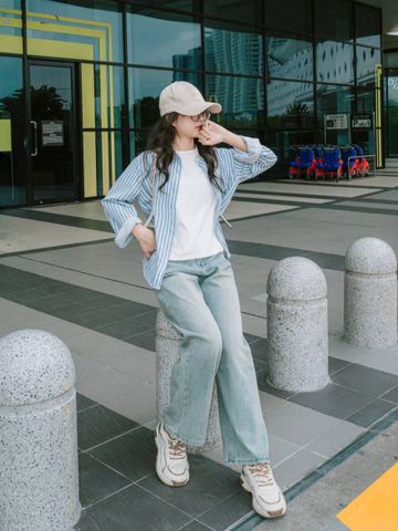 Quần Jean Nữ Baggy Ống Rộng Dáng Suông Vintage Xanh Bạc - Thời Trang Cao Cấp S M L XL Cá Tính DAVICHI DENIMX