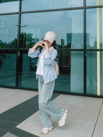 Quần Jean Nữ Baggy Ống Rộng Dáng Suông Vintage Xanh Bạc - Thời Trang Cao Cấp S M L XL Cá Tính DAVICHI DENIMX