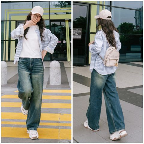 Quần Jean Ống Rộng Nữ DAVICHI DENIMX - Phom Suông Eo Cao, Chất Liệu Cotton Chống Phai, Nhiều Kích Cỡ S M L XL, Màu Đen Xám