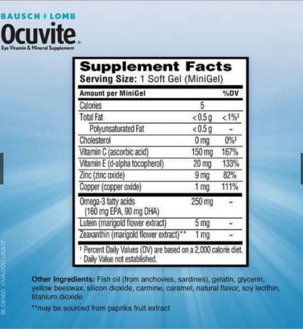 Viên Uống Bổ Mắt Ocuvite Eye Vitamin Dinh Dưỡng cho Người Trên 50 Tuổi - Giúp Bảo Vệ và Cải Thiện Sức Khỏe Mắt