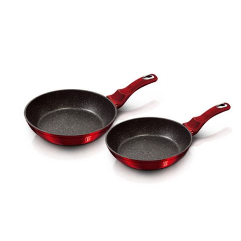 Bộ 2 Chảo Chống Dính Berlinger Haus BH/1612NF - Kích Thước 22cm & 26cm - Đỏ Metallic - An Toàn, Tiện Lợi cho Gian Bếp Hiện Đại
