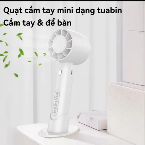 Quạt Cầm Tay Mini Không Cánh QT10 - Quạt Để Bàn Pin USB, Độ Ồn Thấp, Thiết Kế Dễ Thương và Tiện Lợi